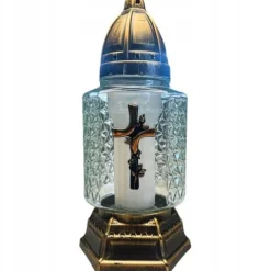 Znicz Lampion Krzyż Opleciony Różą Srebrny/Złoty 6 Sztuk