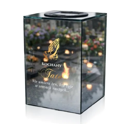 Znicz Lustrzany dla Taty Solarny 3D LED z Grawerem Elegancki Ciepłe Światło
