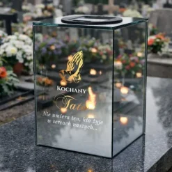 Znicz Lustrzany dla Taty Solarny 3D LED z Grawerem Elegancki Ciepłe Światło
