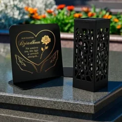 Znicz Solarny na Grób Dziadka i Babci Dekoracja z Personalizacją