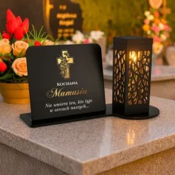 Znicz Solarny Podstawka z Personalizacją na Grób Mamy Dekoracja Dzień Matki