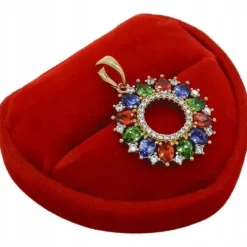 ZŁOTA ZAWIESZKA KOLOROWE KOŁO ROZETKA ELEGANCKA ANTYALERGICZNA